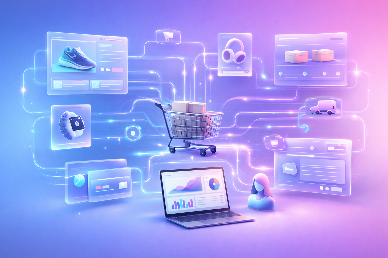 Ecommerce platform dashboard and online store management illustration