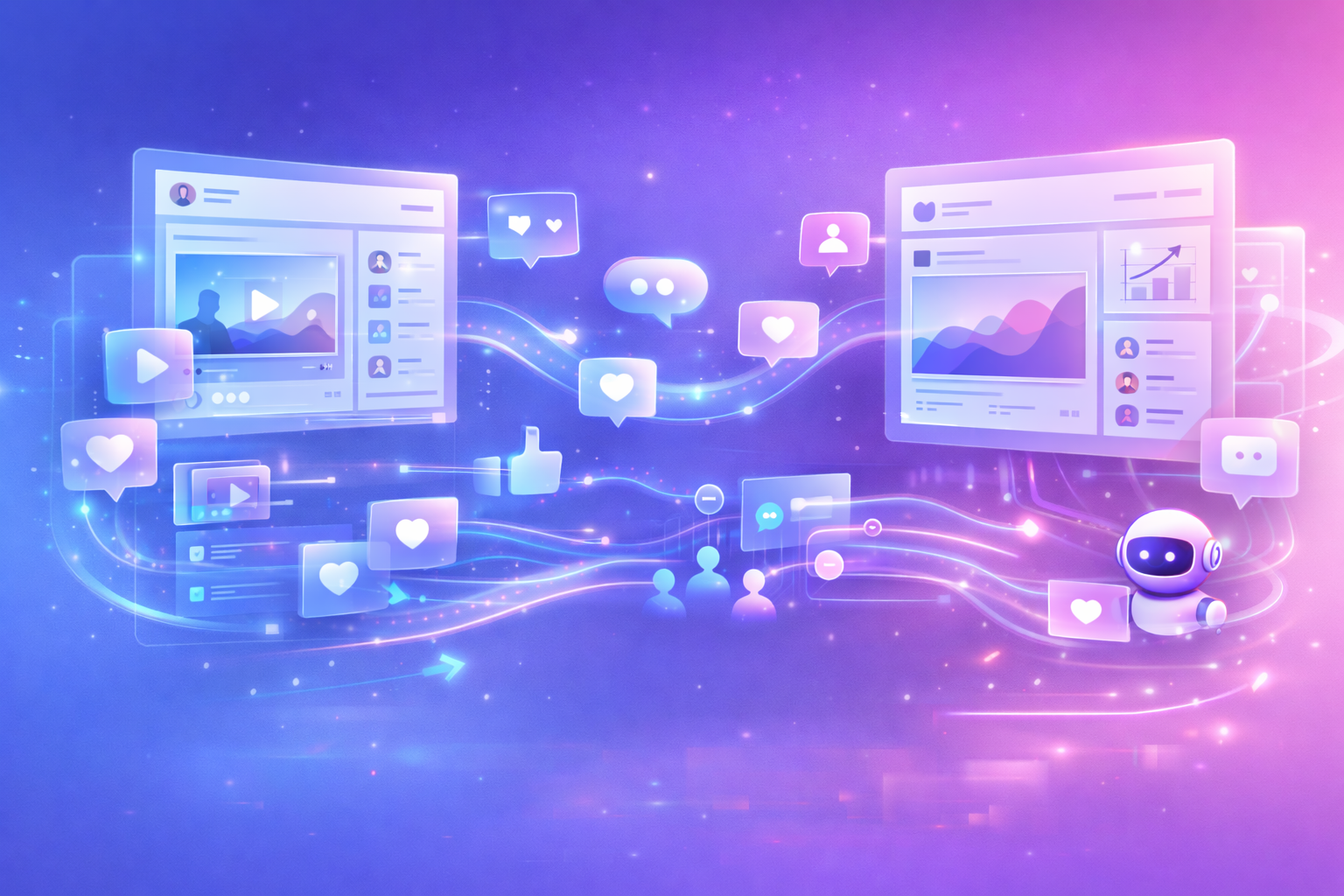 Social media marketing and management dashboard illustration
