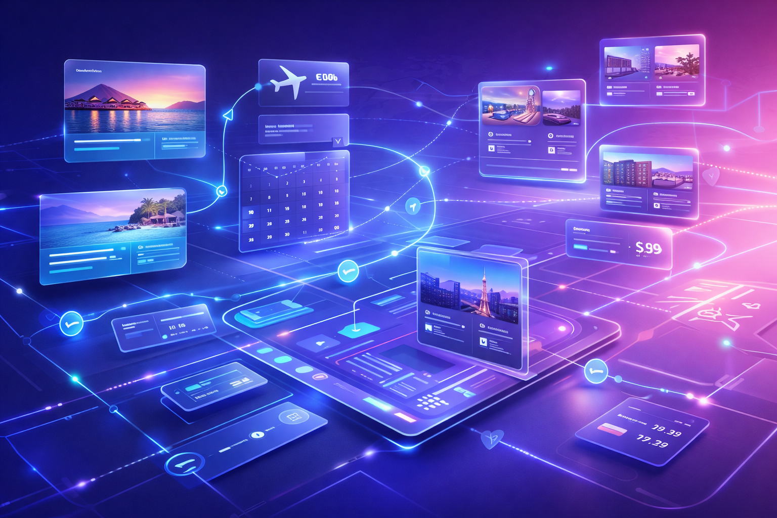 Travel booking platforms illustration